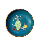 Vintage Cloisonné Trinket Dish With Floral Vase Design &amp; Gold Trim - $65.50 CAD