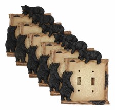 Ebros Set of 6 Black Bear By Twigs Wall Light Cover Plate Double Toggle ... - £45.55 GBP