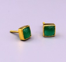 22karat Yellow Gold Fabulous Green Onyx Stone Stud Earring Unisex Stud ER79 - £598.15 GBP