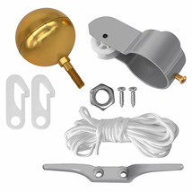 9 Pcs Flag Pole Parts Repair Kit 2&quot; Truck Pulley Gold Ball Cleat Clips R... - $456.30 MXN