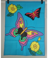 Summer Butterfly Flag Double Sided Floral Embroidered Applique Large Rev... - £7.82 GBP