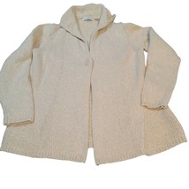 Liz Claiborne Womens Sweater Size XL Light Tan 1 Button Front Long Sleeve Collar - £15.70 GBP