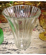7&quot; tall crystal Clear Glass VASE-Fluted 5½&quot; rim opening;Heavy;thick/mult... - £19.68 GBP