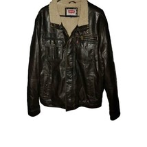 Levi’s Mens XL Jacket Brown Faux Leather Sherpa Lined Bomber-like Zip Vi... - $1,032.74 MXN