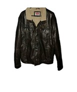 Levi’s Mens XL Jacket Brown Faux Leather Sherpa Lined Bomber-like Zip Vi... - $75.84 CAD