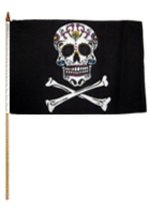 AES 12x18 12&#39;&#39;x18&#39;&#39; Wholesale Lot of 6 Jolly Roger Pirate Sugar Stick Fl... - £15.89 GBP