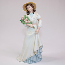 Home Interiors Homco 1468 Charlotte Rose Porcelain Lady With Flowers Figurine  - $13.54