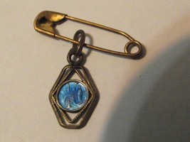 Vtg 15mm double sided ornate blue enamel Our Lady of Lourdes rosary meda... - $18.00