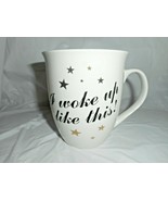 I Woke Up Like This White Ceramic Bread &amp; Butter Mugology Coffee Mug Gol... - £12.01 GBP