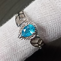 Blue Topaz Ring, Topaz Ring, Engagement Ring, Wedding Ring, Natural Diam... - $50.00