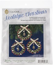 Nostalgic Christmas Beaded Crystal Ornament Kit Ruby, Green &amp; Gold Bell Wreaths. - £15.52 GBP