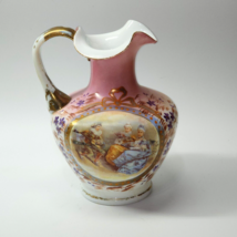 Antique Victorian 10&quot; Pitcher Water Jug Victorian Ladies Plum Rose Flora... - $596.41 MXN