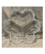 Vintage Mikasa Frosted Embossed Flower 10 1/4&quot; Crystal Divided Serving Dish - $39.39 CAD