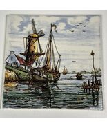 Holland Hand Painted Ceramic Delft Tile Windmill Cottage Sailboat 6x6 Vtg - $273.81 MXN
