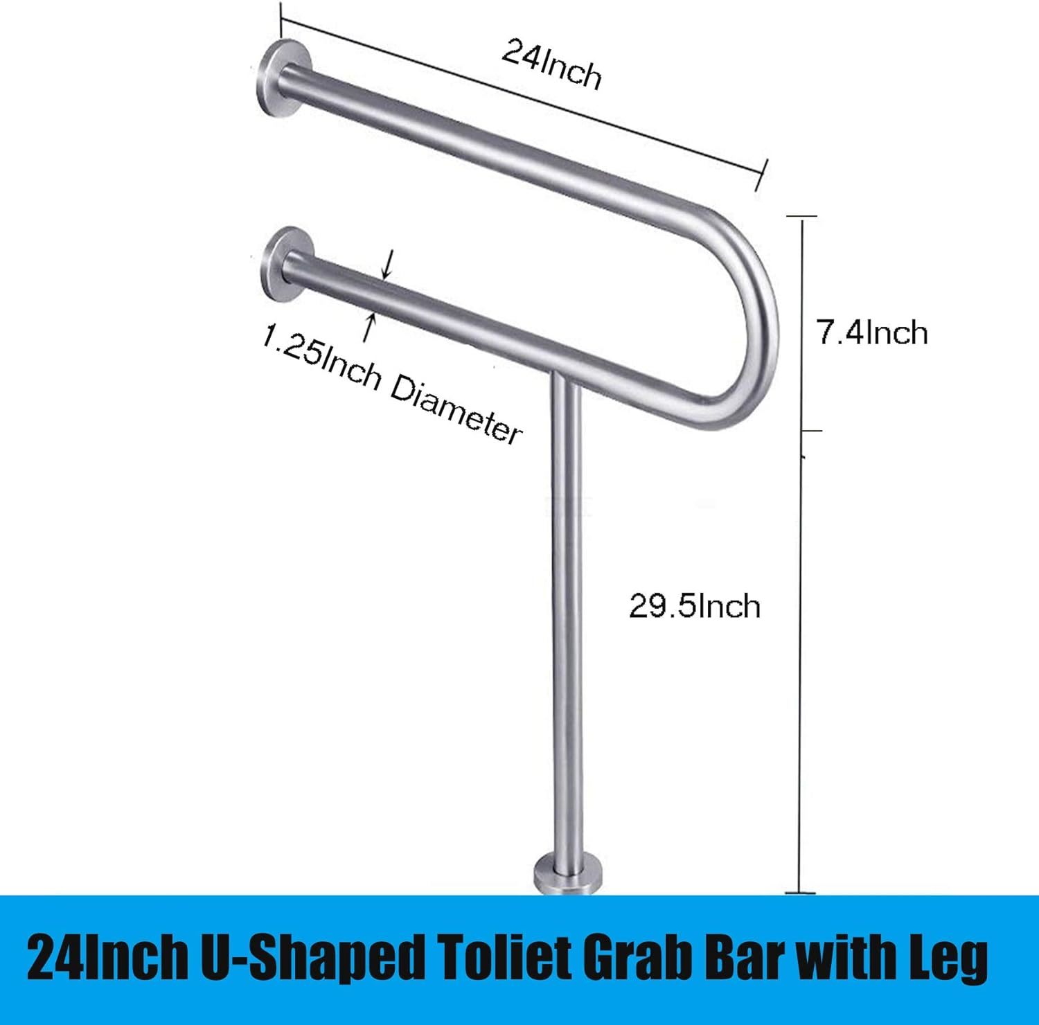 Flyskip Toilet Grab Bar, 24" Stainless Steel Handicap Grab Bar Rail