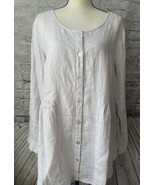 Sigrid Olsen 100% Linen Womens M Lavender Blouse Tunic Button Down Lagen... - $498.18 MXN