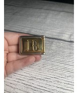 VTG pat pending Initial R Monogram Two Tone Gold silver Belt Buckle Italy - €15,64 EUR