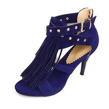 Women&#39;s Fringe High Heels Stiletto Open Toe Sandals Cross Strap Dress Office Sho - £24.91 GBP