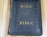 Antique Pictorial Leather Bound Family Bible 1880s - $89.99