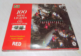 Vintage LB 100 Red Christmas Lights Mini Light Set With Green Wire - £7.65 GBP