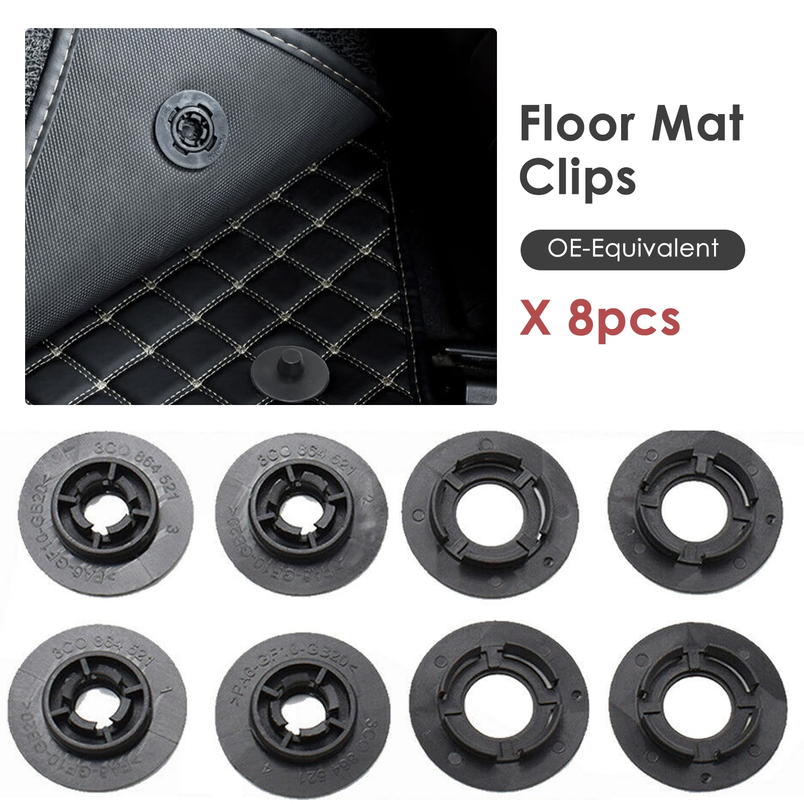 4 Set Car Floor Mat Caret Clips Universal Retention Fixing For Holders Grips - £7.73 GBP