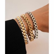 Stainless Steel Bracelets Gold Color Detachable Wristbands Hiphop Wrap Bangles - £17.48 GBP+