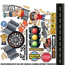 Race Track Themed Wall Decal Sticker Set with Height Chart - £69.69 GBP