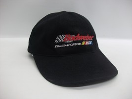 Budweiser Proud Sponsor Nascar Hat Black Strapback Baseball Cap - $19.99