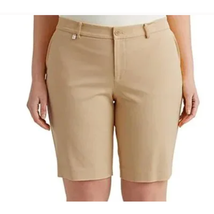 Ralph Lauren Stretch Twill Bermuda Shorts | Plus Size 14W Khaki Tan NWT $90 - $32.73