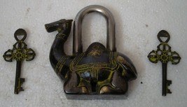 antique brass padlock with key camel lock - £39.61 GBP