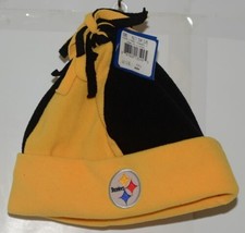Reebok NFL Licensed Pittsburgh Steelers Black Yellow Fleece Winter Cap - £14.50 GBP