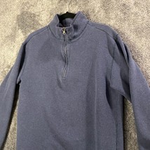 Woolrich Sweater Mens Medium M Blue 1/4 Zip Fleece Inlay Pullover Longsl... - $7.02
