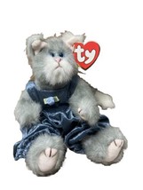 Vintage Plush Cat  Ty 1992 Attic Treasures Collection Kitty Whiskers Gray 9&quot; - £10.77 GBP