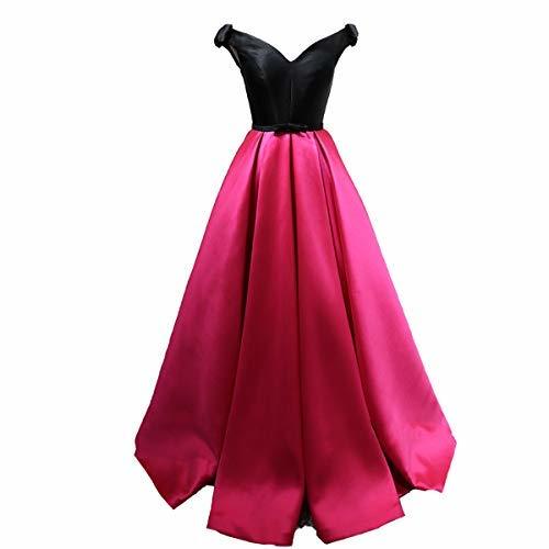 Off The Shoulder Black Top Long Formal Prom Evening Dresses Party Fuchsia US 12