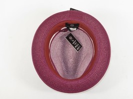 Men's Bently Semi Crushable Fedora Briad Straw Hat Dante DA226 Burgundy White image 5