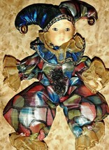 Court Jester Doll Hand Painted Porcelain Embellished Colorful As Is - £14.92 GBP