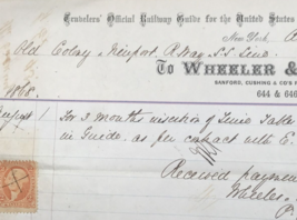 1868 Old Colony &amp; Newport Railroad Billhead Purchase Receipt Wheeler &amp; V... - $23.19