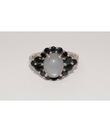 925 Sterling Silver Chalcedony &amp; Onyx Ring Size 7 - £39.32 GBP