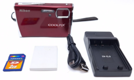 Nikon Coolpix S52 9.0MP Digital Camera Red w/Battery Sd And Charger Tested - £80.46 GBP