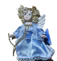 Small 5” Porcelain Doll Angel Moveable Arms Legs Lacey Purple Dress Wings NWT - £12.95 GBP