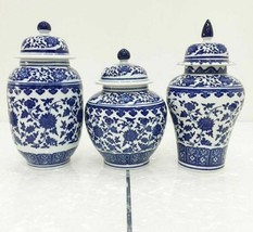 Ceramic Paint Vase Antique Blue White Porcelain Floral Vintage Home Decor Craft - £39.18 GBP