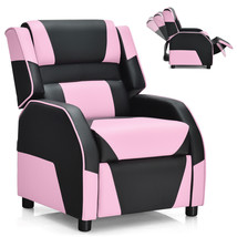 Giantex Kids Youth Gaming Sofa Recliner w/ Headrest &amp; Footrest PU Leather Pink - £171.05 GBP