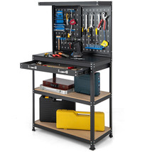 Multi-use Workbench with 2 Shelves Heavy-Duty Work Table Tool Storage Bench - £170.41 GBP