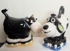 Smiling Dog and Cow Cream and Sugar Black and White Doggie and Cow - £22.94 GBP