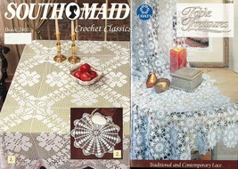 2X Crochet Classics &amp;Table Treasures Tablecloth Topper Runner Doily Patt... - $13.99