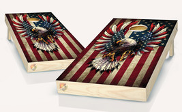 American Flag on Eagle Cornhole Board Vinyl Wrap Laminated Decal Sticker Set - £42.16 GBP