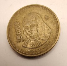 1988 MEXICO $1000 PESO COIN JUANA DE ASBAJE - $5.95