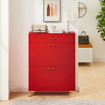 Red Shoe Storage Cabinet for Entryway - Hidden Flip-Drawer Organizer - $2,621.90 MXN