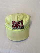 Vintage Ski Breckenridge Trucker Hat Neon Yellow Pink Embroidered Adjustable - £10.83 GBP