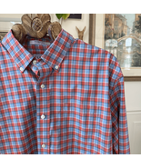 L.L. Bean Button Down Shirt Plaid Blue Tomato Orange Wrinkle Free Cotton XL - €17,30 EUR